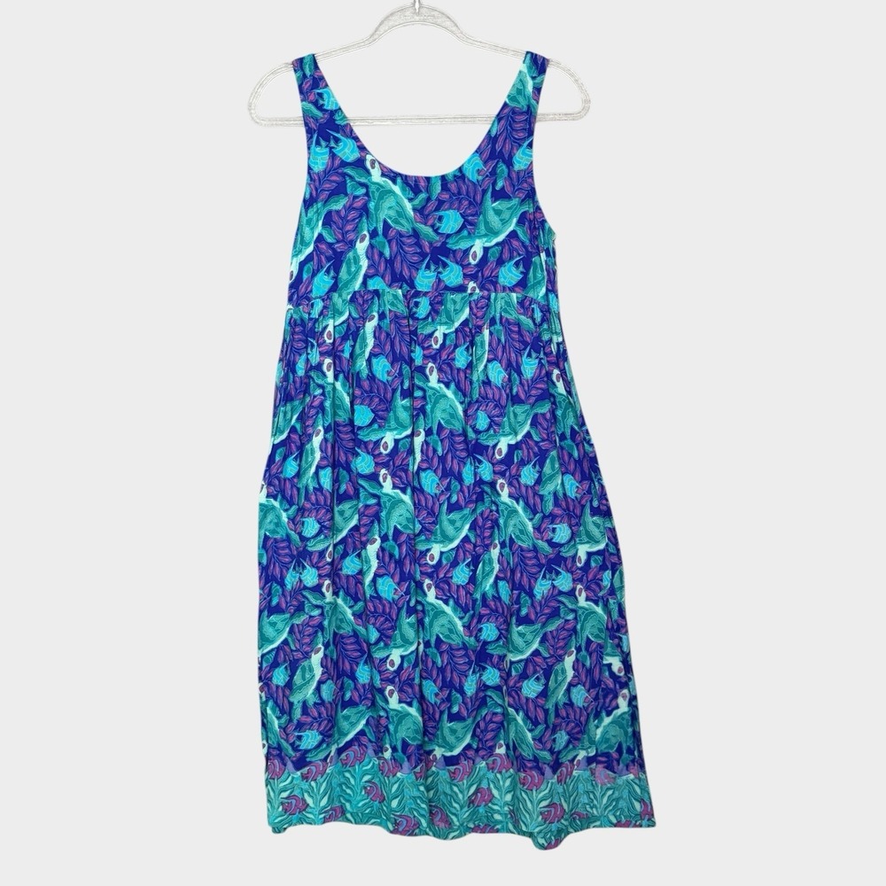 Rainbow Jo Maui Dress Women Size XS Hawaii Tropical Sleeveless Midi Empire Waist